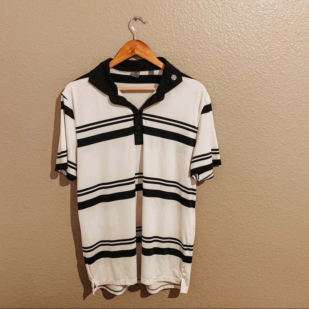 G/FORE Polo Shirt Black/White Stripe